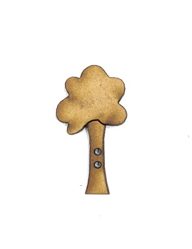Botón de madera con forma de Árbol, botón decorativo para coser.