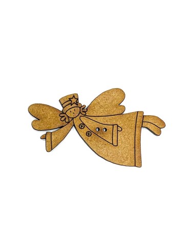 Botón de madera con forma de Ángel con sombrero, botón decorativo