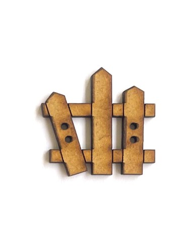 Botón de madera con forma de Valla, botón decorativo para coser.