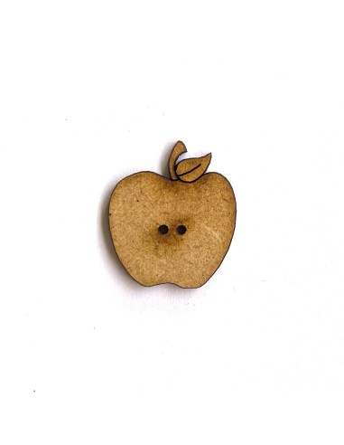 Botón de madera con forma de Manzana, botón decorativo para coser.