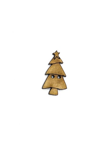 Botón de madera con forma de Arbol de Navidad , botón decorativo,